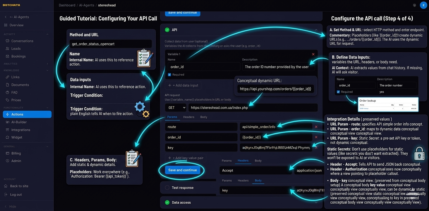 Configure the API call