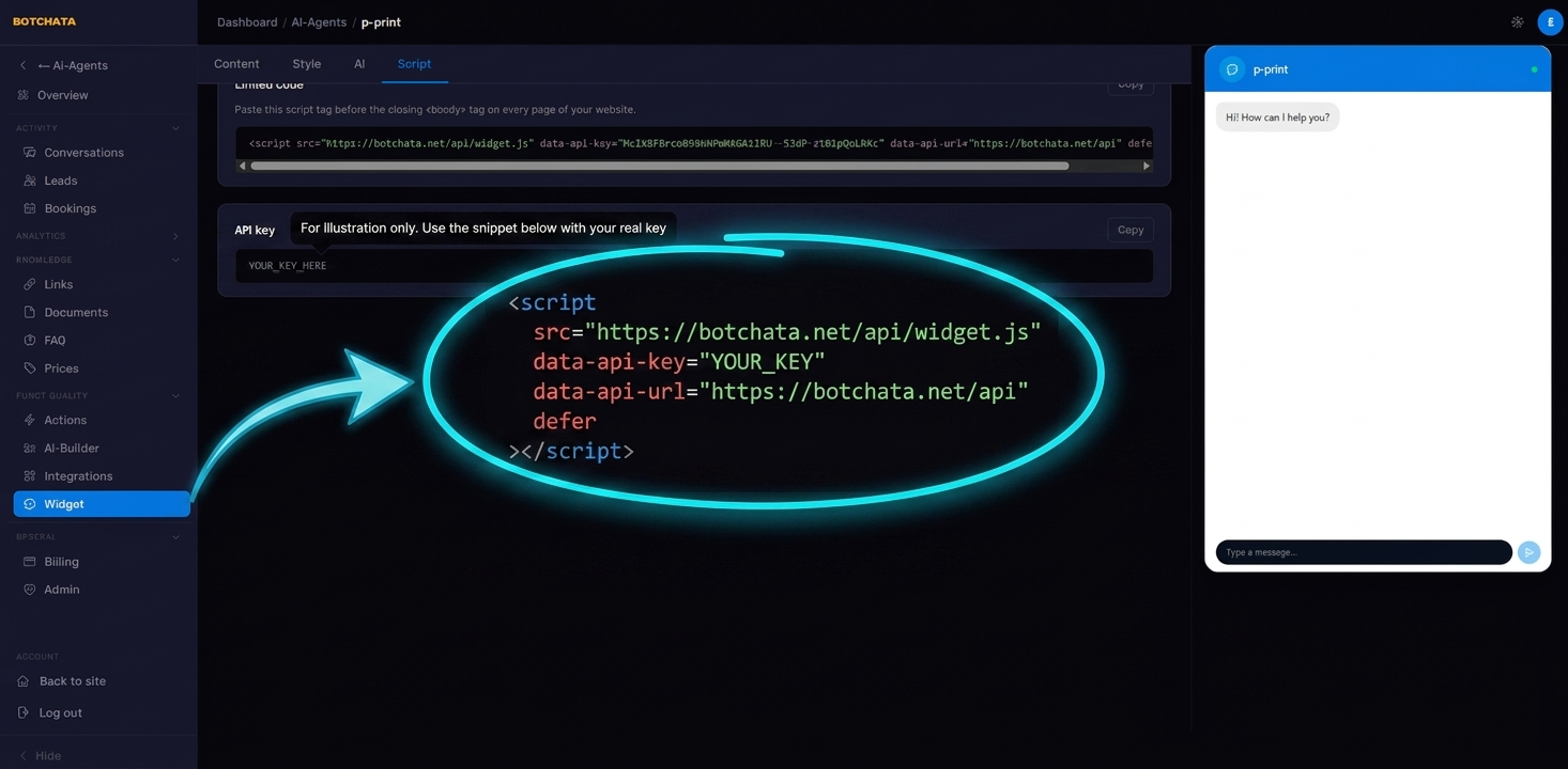 Copy the embed script