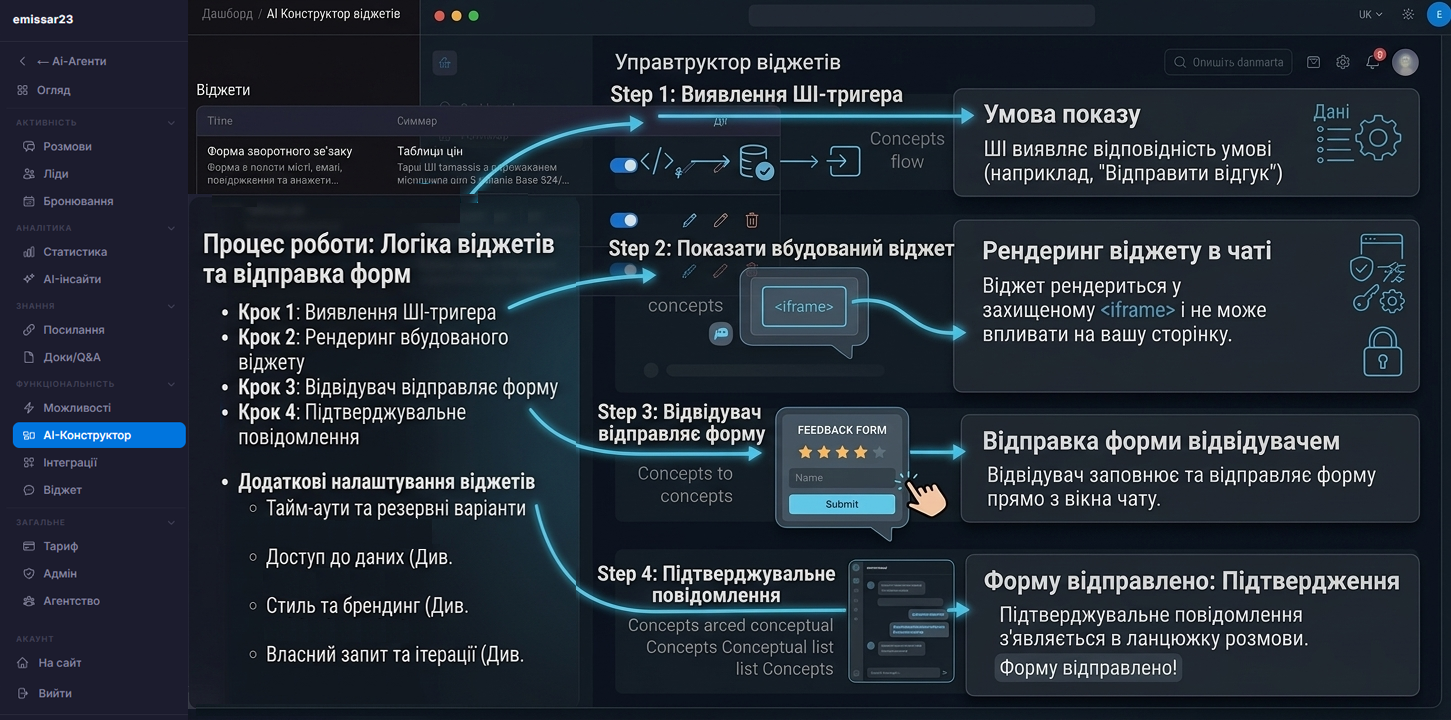 Як віджети з'являються в чаті